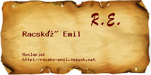 Racskó Emil névjegykártya