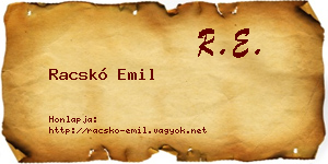 Racskó Emil névjegykártya