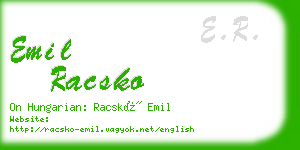 emil racsko business card